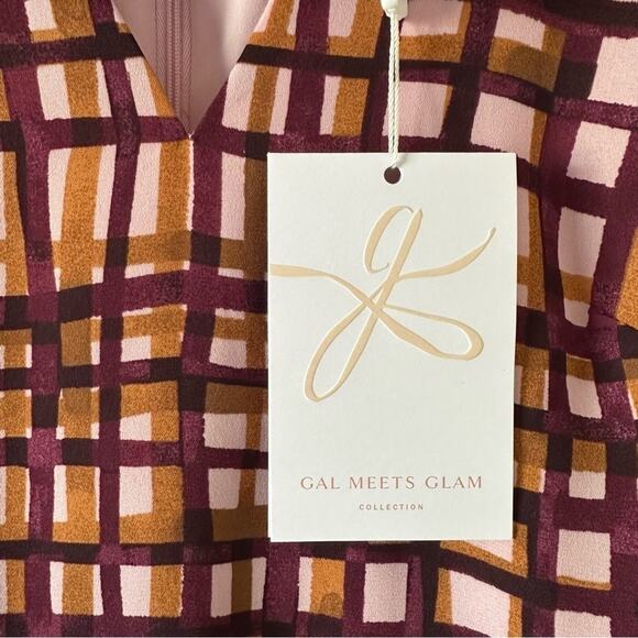 Gal Meets Glam Lindsey Windowpane Plaid Neck Tie Dress NEW - Picture 8 of 10